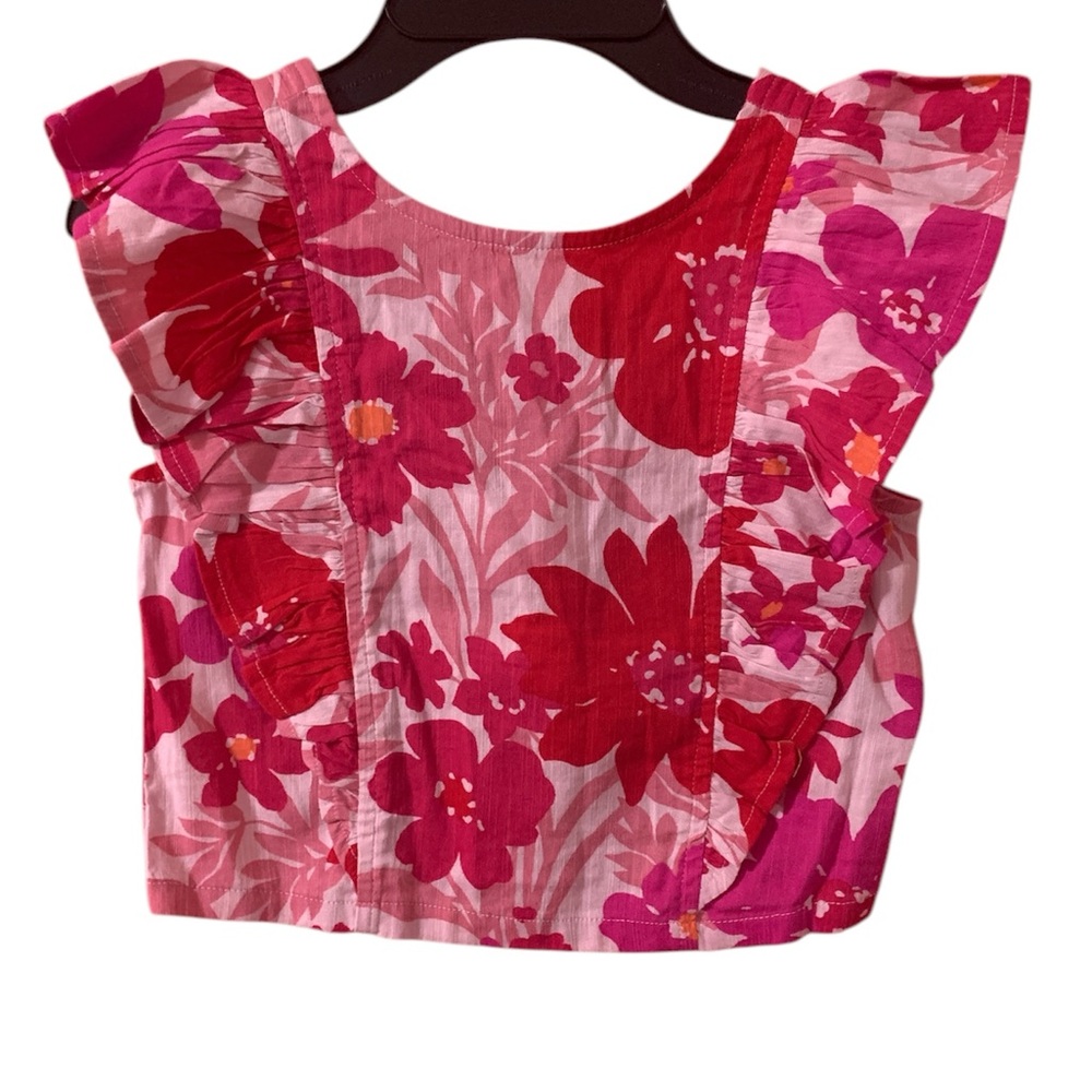 Floral Kids Top - Pink and Red Girls 6-7